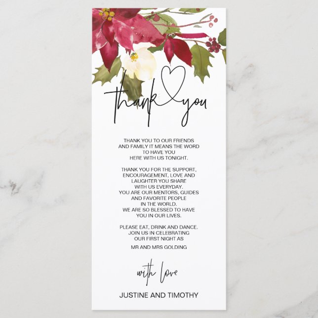 Menú Decoración de Boda de navidades Gracias Configurac (Anverso)