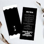 Menú Decoración moderna negrita y negra Boda<br><div class="desc">Este diseño es parte de una colección - por favor contáctenme si necesitan algún material de papelería adicional Este diseño moderno es minimalista, pero lúdico, con una ubicación perfecta de texto en blanco y negro, lo que resulta en un aspecto limpio y ordenado. Este diseño es de personalizable a otros...</div>