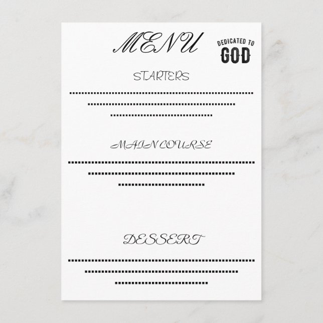 MENÚ DEDICADO A DIOS PERSONALIZABLE GUAY TEXTO NEGRO (Reverso)