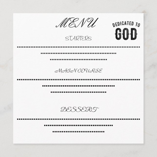 MENÚ DEDICADO A DIOS TEXTO NEGRO PERSONALIZABLE GENIAL (Reverso)