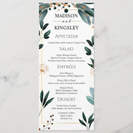 Menú Deep Blue Floral Elegant Fall Wedding