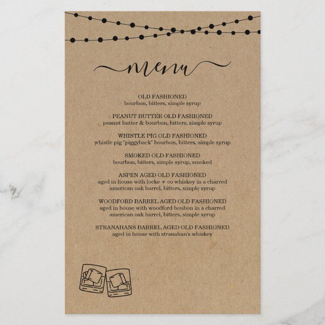 Menú degustación de Whiskey/Rum (Anverso)