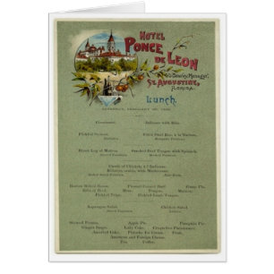 Menú del almuerzo, hotel de Ponce de León, St