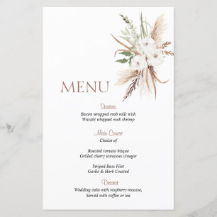Menú del boda de flores beige boho