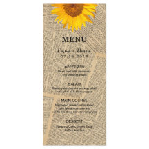 Menú del Boda del girasol del país de los periódic