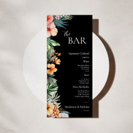Menú del Boda floral tropical del Boho oscuro
