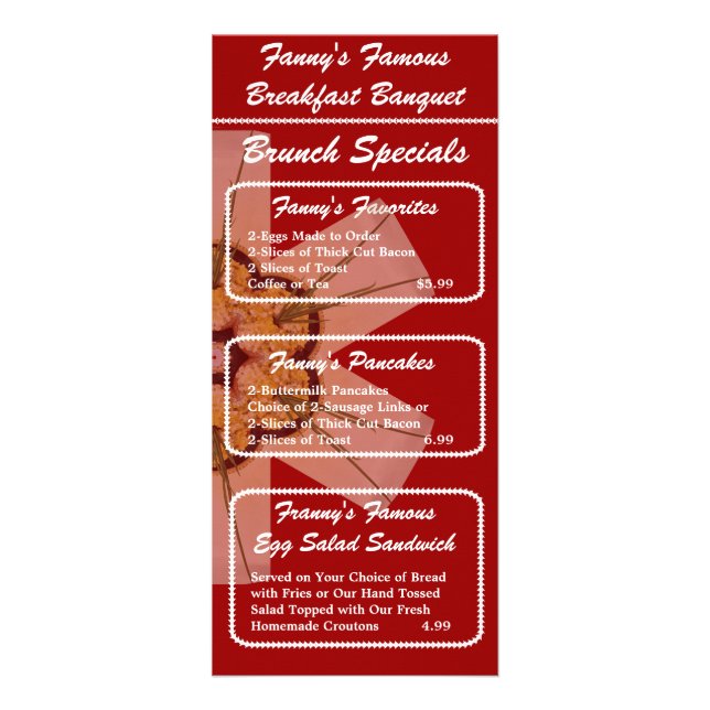 Menú del brunch del banquete del desayuno (Frente)