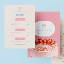 Menú del Café Pink Bow Panadería Personalizada Pas