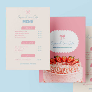 Menú del Café Pink Bow Panadería Personalizada Pas