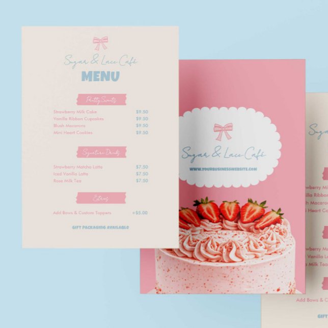 Menú del Café Pink Bow Panadería Personalizada Pas (Subido por el creador)