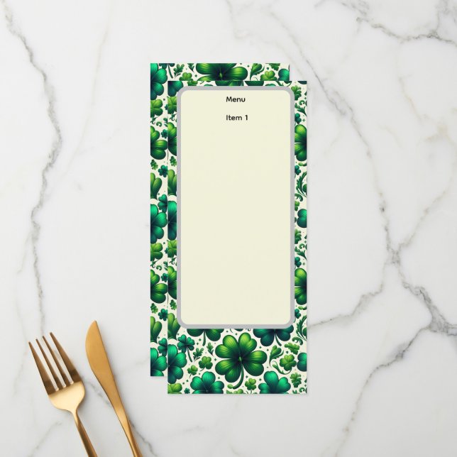 menú del día de San Patricio (Anverso/Reverso In Situ)