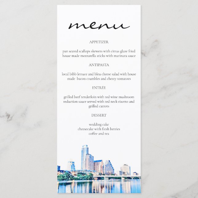 Menú del horizonte de Austin Texas (Anverso)