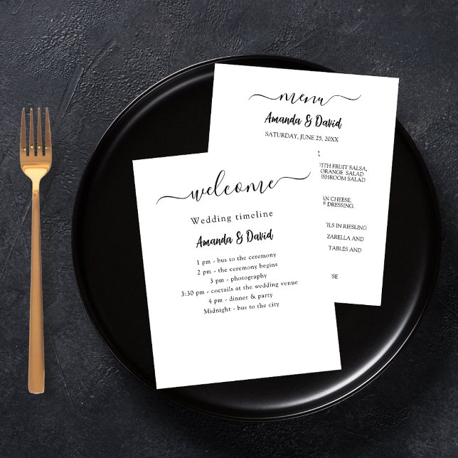 Menú del programa de bodas blanco negro (Subido por el creador)