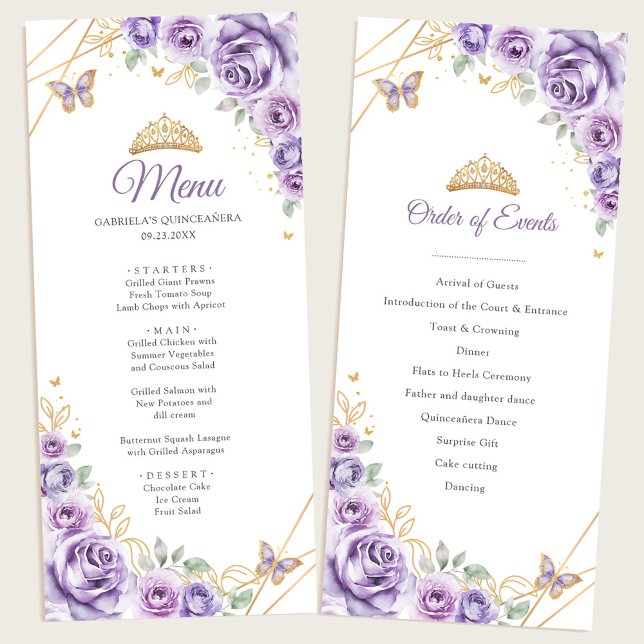 Menú del programa Quinceanera floral Lilac Purple  (Subido por el creador)