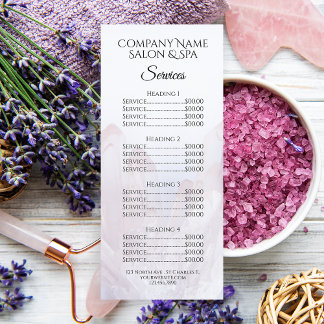 Menú del servicio de salón del spa Light Purple Cr
