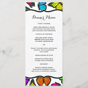 Menú delgado de la cena de la mariposa de monarca