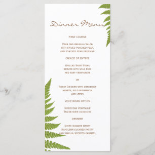 Menú delgado de la cena del helecho de la boda del