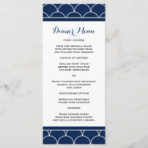 Menú delgado de la cena del modelo de la concha de