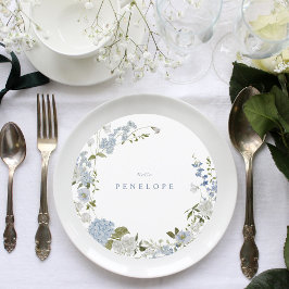 Menú Delicada Wreath Floral Azul suave personalizada