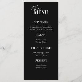 Menú Delicado Boda blanco y negro moderno