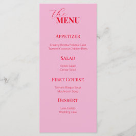 Menú Delicado boda rosa y rojo