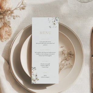 Menú delicado de flores silvestres suave beige