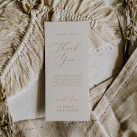 Menú Delicado oro y longitud del té crema Gracias tarje<br><div class="desc">Esta delicada tarjeta de recepción de oro y crema es perfecta para un boda moderno. El romántico diseño minimalista presenta una bonita y elegante tipografía de color dorado sobre un fondo de marfil crema con un aspecto limpio y sencillo. Coloque estas tarjetas en la mesa de cada uno de sus...</div>