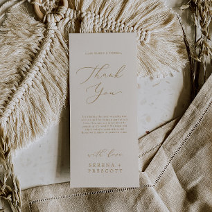 Menú Delicado oro y longitud del té crema Gracias tarje