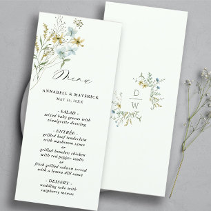 Menú Delicado verde pálido Flor silvestre Boda de Boho