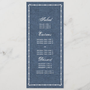 Menú Denim azul de país y alambre barb