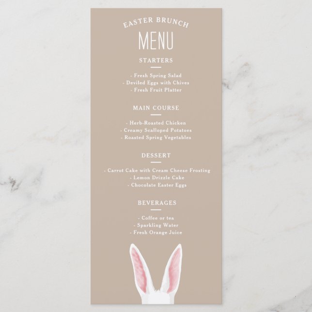 Menú Desayuno Brunch de Pascua con Orejas de Conejo Bla (Anverso)