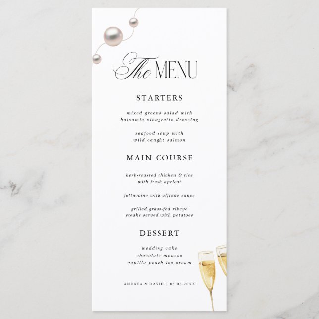 Menú Desayuno de Boda Perlas y Prosecco (Anverso)