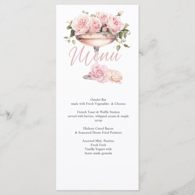 Menú Desayuno nupcial, Desayuno de novia, floral, elega (Anverso)