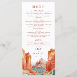Menú Desert Mountain Watercolor Destination Wedding