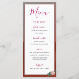 Menú Desierto Teepee Boho Monograma Rústico Floral Rosa