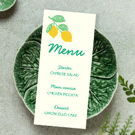 Menú Despedida de Soltera Limón Verde Amarillo Recién C