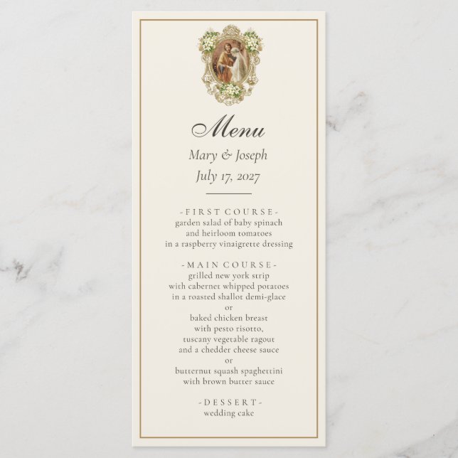 Menú Desposorios Católicos Boda de María y José (Anverso)