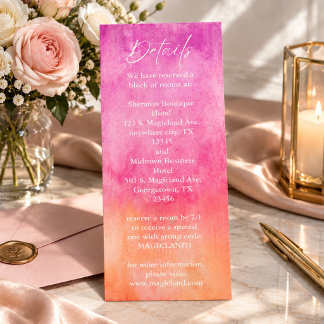 Menú Detalles de boda en acuarela rosa y naranja calien