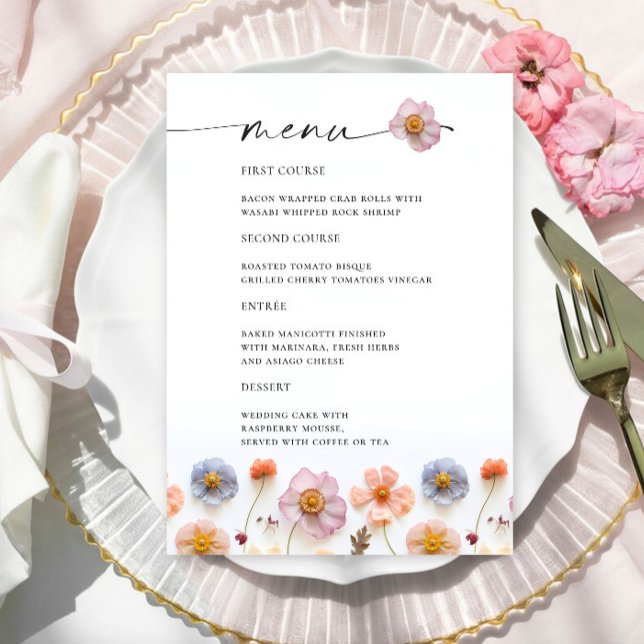 Menú Detalles del Boda de Flores Silvestres Retro Paste (Subido por el creador)