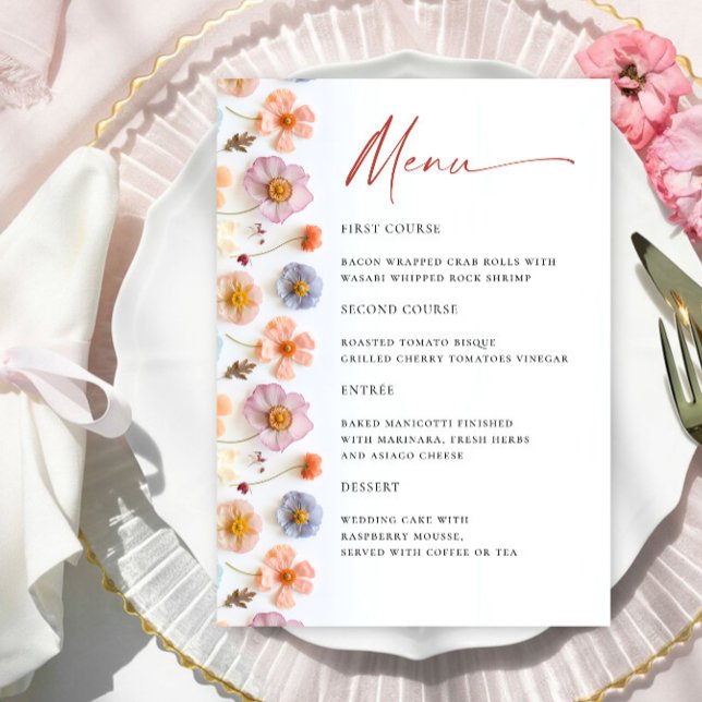 Menú Detalles del Boda de Flores Silvestres Retro Paste (Subido por el creador)