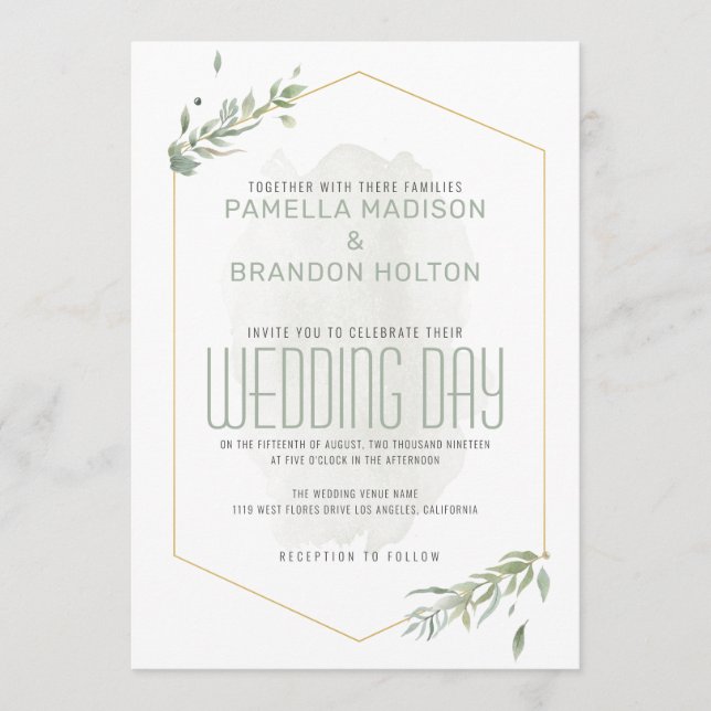Menú Día de la Foliage Verde Moderno y la Boda de Marco (Anverso)