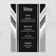 Menú diagonal negro, gris, con rayas metálicas