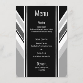 Menú diagonal negro, gris, con rayas metálicas