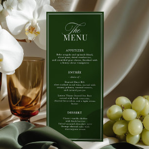 Menú Dinero Antiguo Verde Oscuro Boda