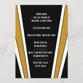 Menú Diseño Art Deco Negro Y Boda De Oro