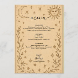 Menú Diseño celestial romántico místico celeste