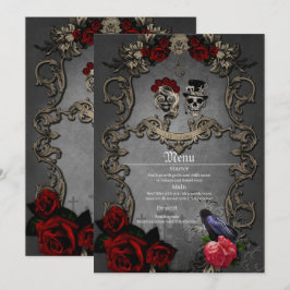 Menú Diseño gótico con calaveras frescas