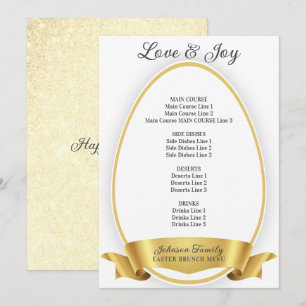 Menú Dorado elegante simple cena de brunch de huevos de