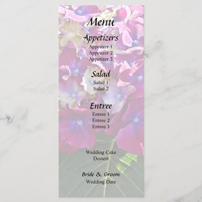 Menú Dos Hortensias Rosadas (Anverso)