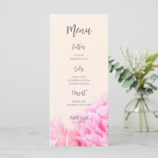Menú Dos peonías rosadas (Anverso de pie)